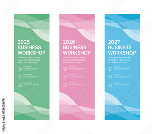 Modern business banner templates with abstract geometric patterns. Perfect for workshops, events, conferences, presentations, or branding projects, combining style and professionalism.