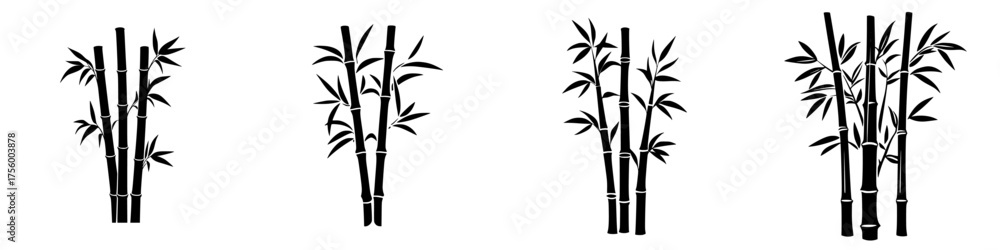 Obraz premium Bamboo silhouettes showcasing intricate shapes and forms against a plain background