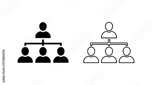 Hierarchy structure with people outline and solid