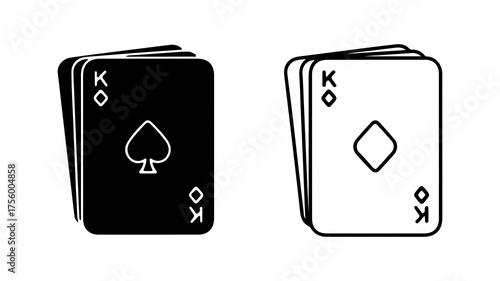Playing cards king of spades and diamonds with transparent background