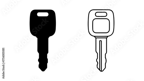 Key icons with outline and solid fill with transparent background