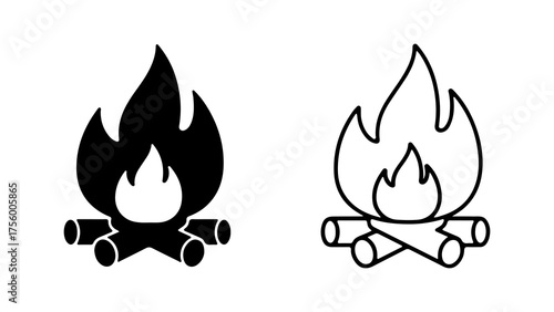 Campfire icon set with transparent background