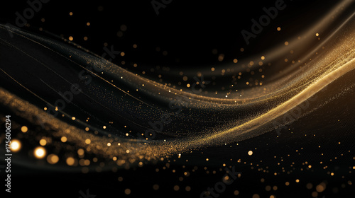 Abstract Golden Wave: A mesmerizing dance of golden light and shadow swirls against a dark backdrop, creating a sense of elegance and sophistication.