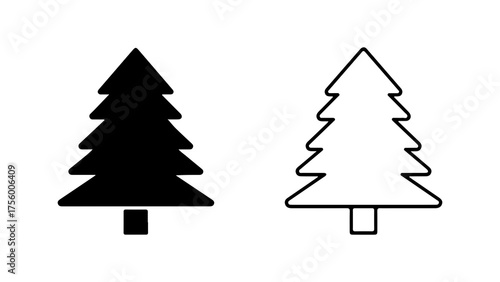 Evergreen trees outline with transparent background