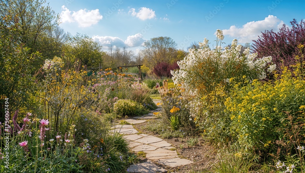 Fototapeta premium Stunning Spring Garden with White Flowers Outdoors