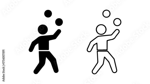 Juggler performing with balls with transparent background