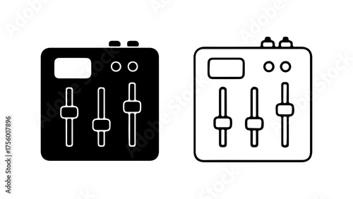 Audio mixer control panel with transparent background