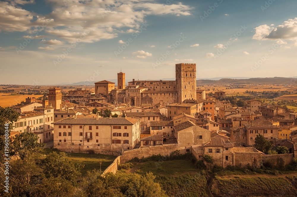 Fototapeta premium Renowned historic village with medieval towers