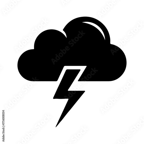 Storm cloud with lightning with transparent background