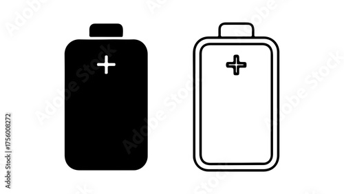 Battery icons with plus symbol with transparent background