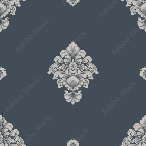 Damask modern seamless pattern element. Vintage classical old fashioned damask ornament, seamless texture for wallpapers, textile.