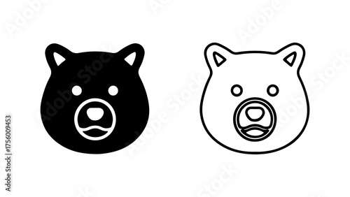 Pig face icon with transparent background