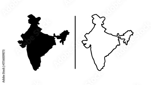 India map outline with transparent background