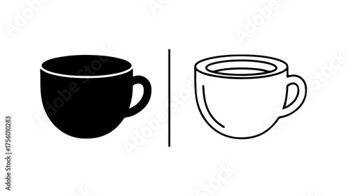 Coffee cup outline and solid with transparent background