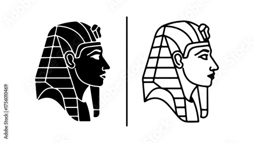 Ancient egyptian pharaoh head with transparent background