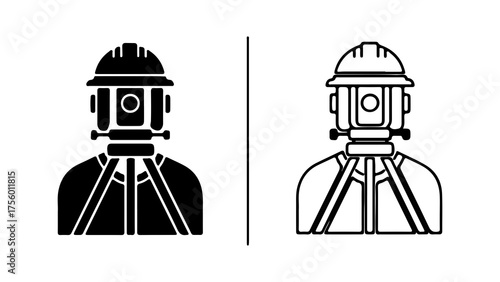 Surveyor with theodolite with transparent background