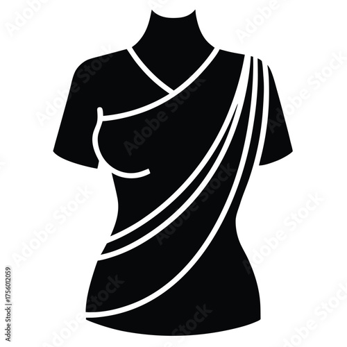 saree and crop top fusion vector icon