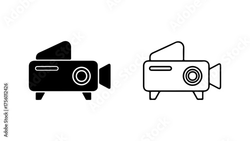 Projector icons with outline and solid fill with transparent background