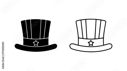 Top hats with star detail with transparent background