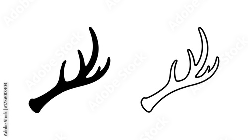 Deer antlers outline with transparent background