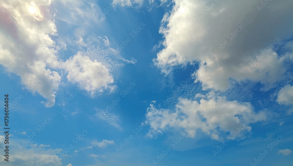 Obraz premium Afternoon Clouds Beneath a Clear Blue Sky