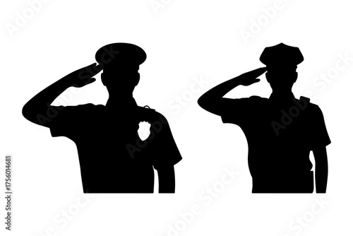 silhouette of a law enforcement officer saluting