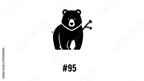 Bear with branch with transparent background