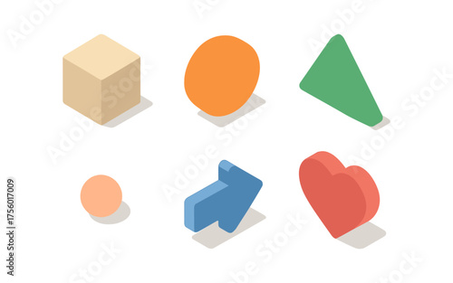 Free Download Colorful isometric geometric shapes collection for design projects - GFXLoad