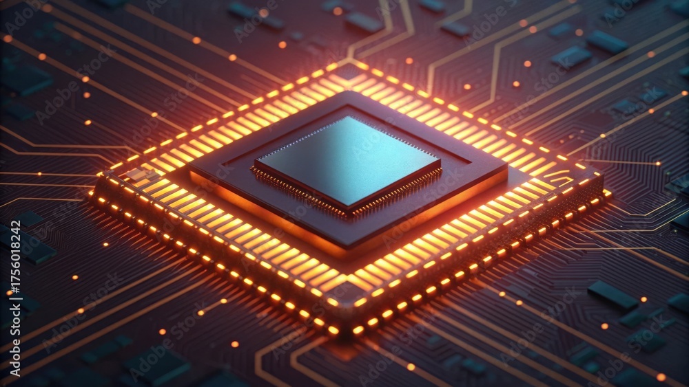 Fototapeta premium AI Chip Enabling IoT Functions with Enhanced Performance V2 3X