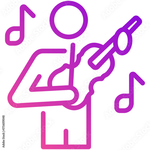 violin gradient line icon