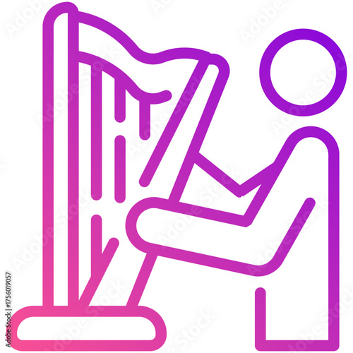 harp gradient line icon