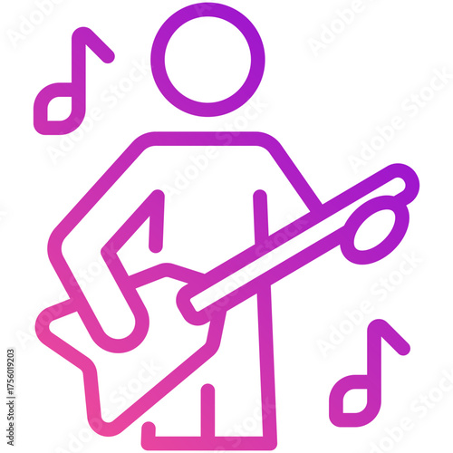 guitarist gradient line icon