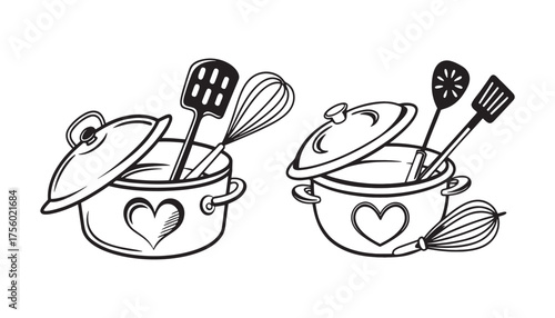 Kitchen utensils and cutlery vector illustration for dining and cooking
