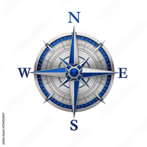Classic Compass Rose on transparent background