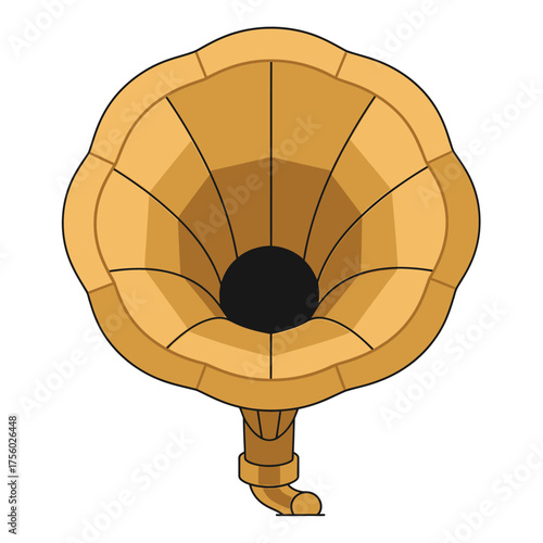 Vintage gramophone illustration isolated on white background, music concept.
