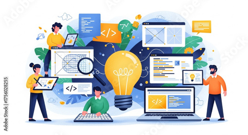 Collaborative Software Development Idea Generation and Problem Solving Illustration