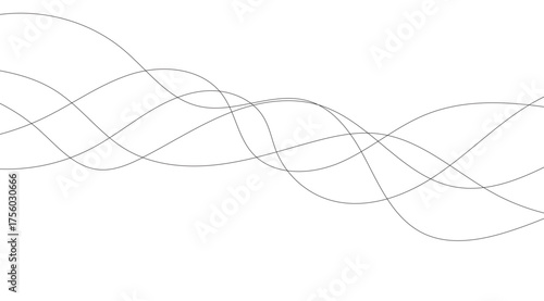 Elegant white backdrop showcasing a series of flowing gray curved lines that create a sense of movement and minimalist design with a clean and modern aesthetic appeal