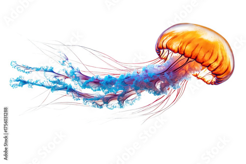 Vibrant jellyfish gracefully dance through the deep sea in a mesmerizing aquatic ballet isolated on a transparent background