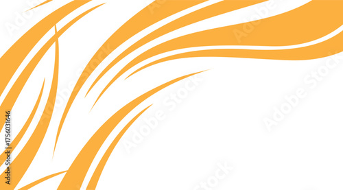 Elegant golden ribbons gracefully curve against a clean white background, creating a modern and minimalist design with flowing, dynamic shapes and vibrant color contrast