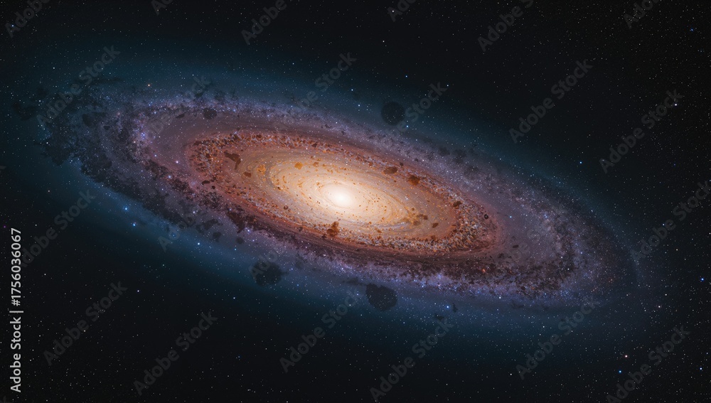 Obraz premium Surreal cosmic vision resembling an eye's iris with a galaxy core or nebula