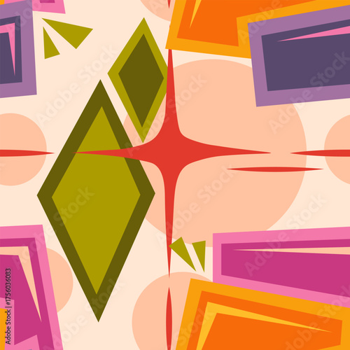 Atomic Mid Century Seamless Pattern