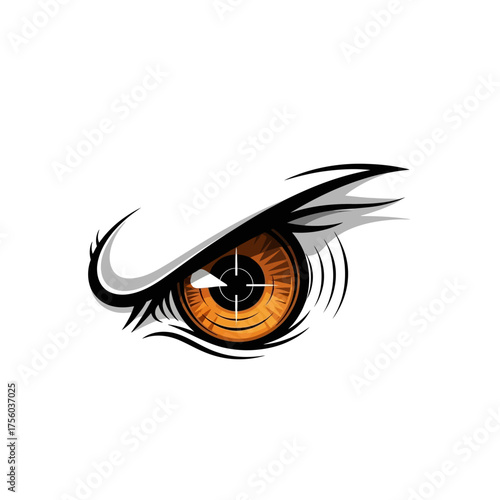 Close-up illustration of an eye with a crosshair, representing focus and precision.