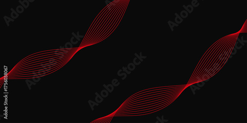 abstract vector red wave lines on white background. Abstract Red Wave Lines Background Design. Abstract Red Wave Patterns. Red Abstract Wave Lines Flowing Pattern on Black Background bright curve.