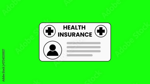 Health Insurance Card Animation, Medical Data and Patient Record Concept