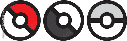 pokeball icon flat vector. Pokeball icon on a transparent background
