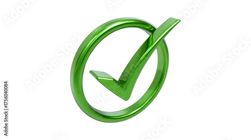 Free Download A shiny green three-dimensional check mark symbol inside a circle representing approval success and verification isolated on a plain background - GFXLoad