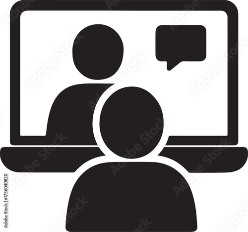 Vector freelancer connecting with client through video call symbolizing remote work.