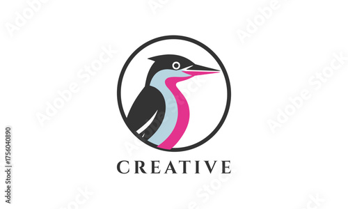 Cute Woodpecker Logo Design Template