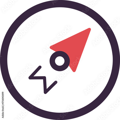 A stylized rocket icon within a circle.