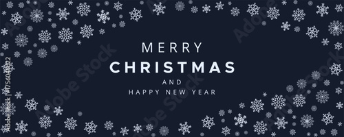 Wallpaper Mural Rectangular wave border made of snowflakes, isolated on dark background with text. Frosty winter abstract design for seasonal, festive and holiday compositions Torontodigital.ca